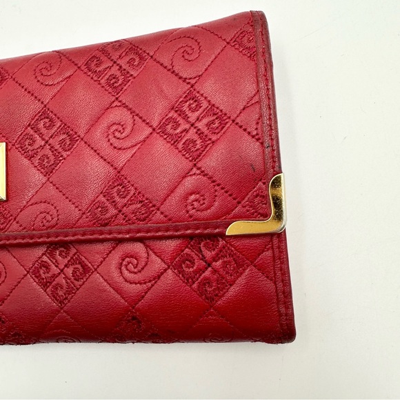 Vintage Pierre Cardin Paris Embroidered Leather Tri Fold Wallet - Picture 3 of 14